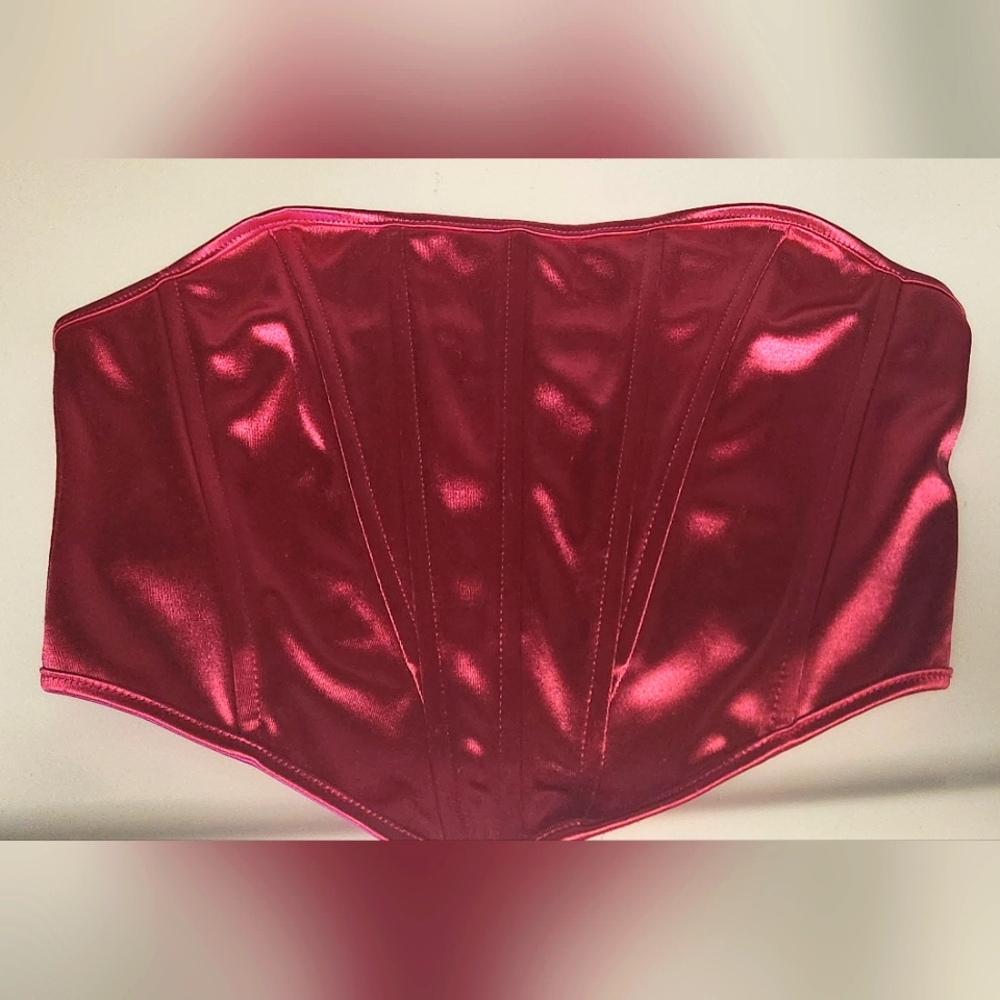 Satin Red Corset Crop Top